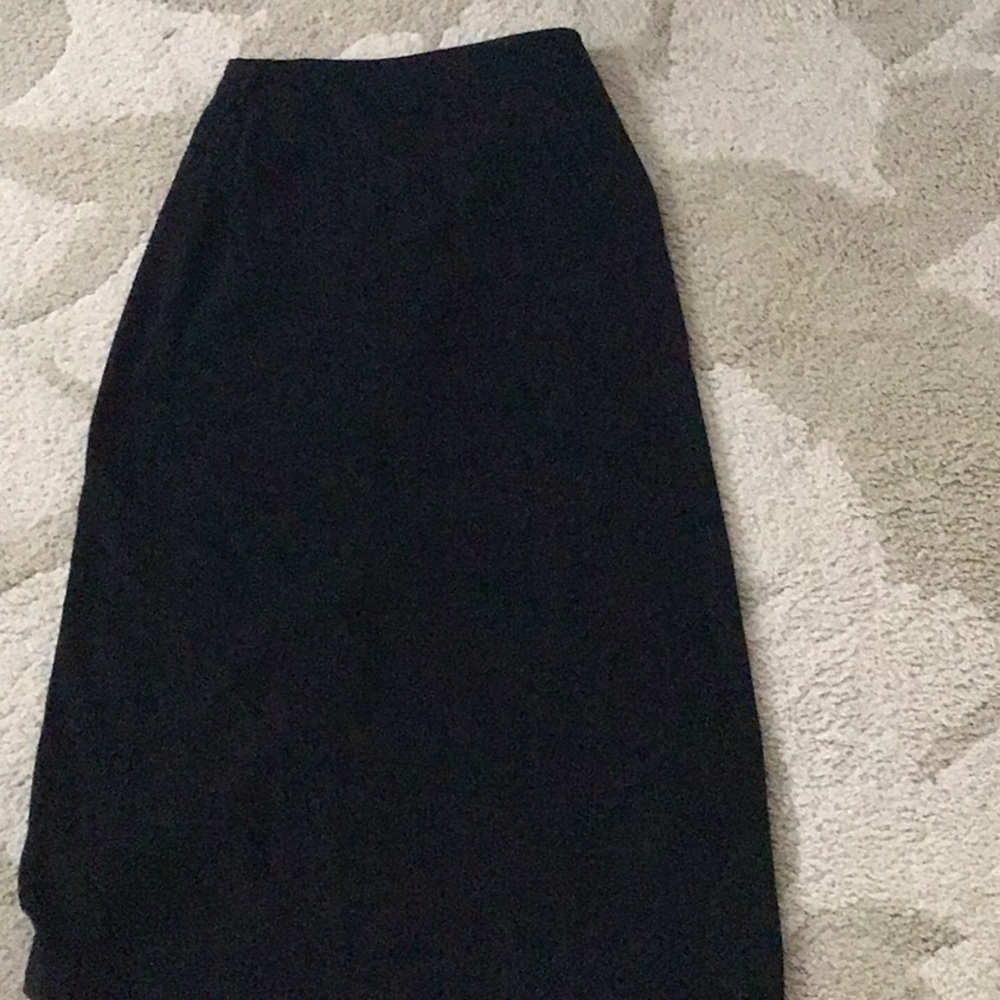 Black ultra suede maxi length skirt